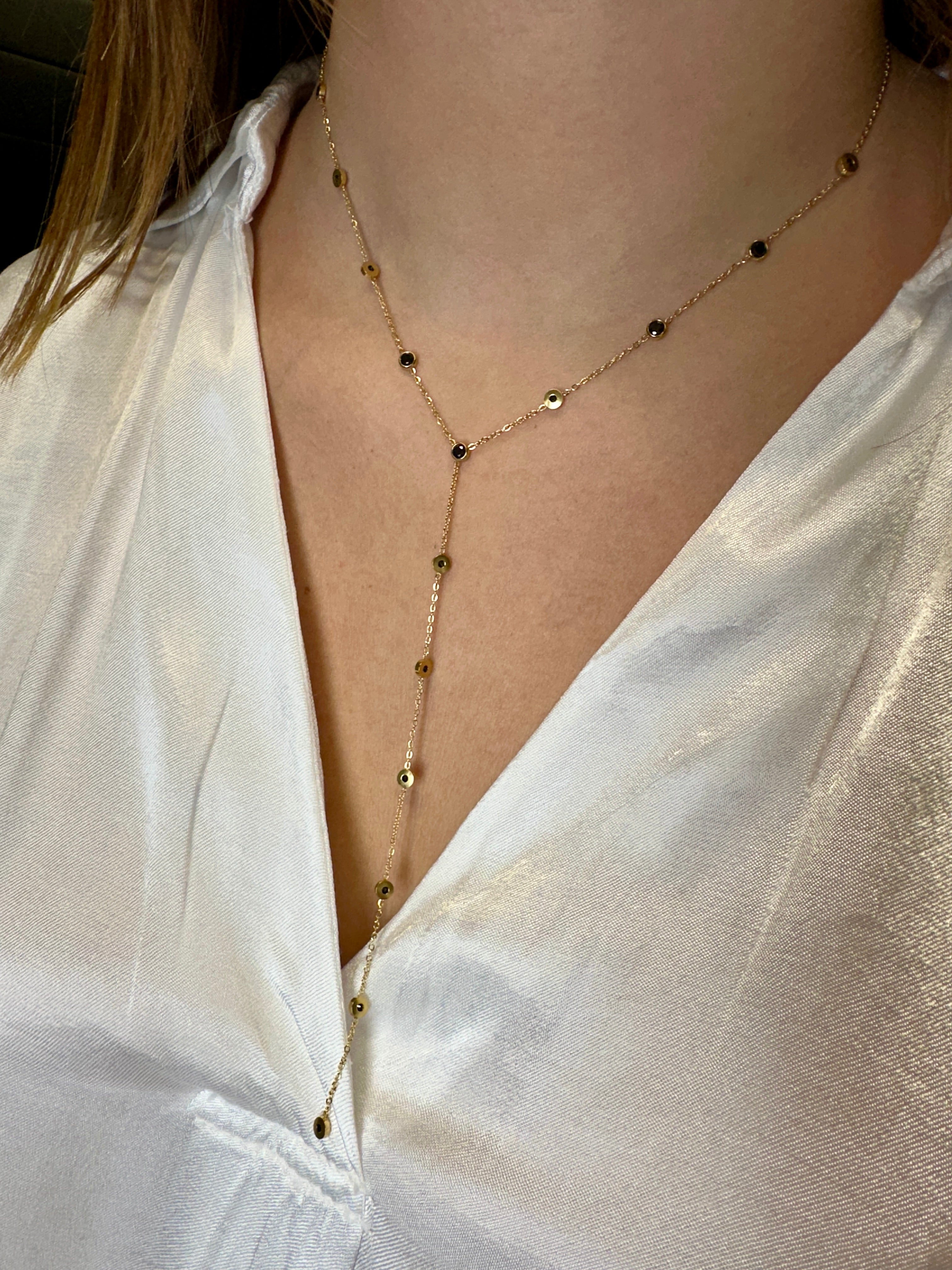 Collier en Y doré Stessi