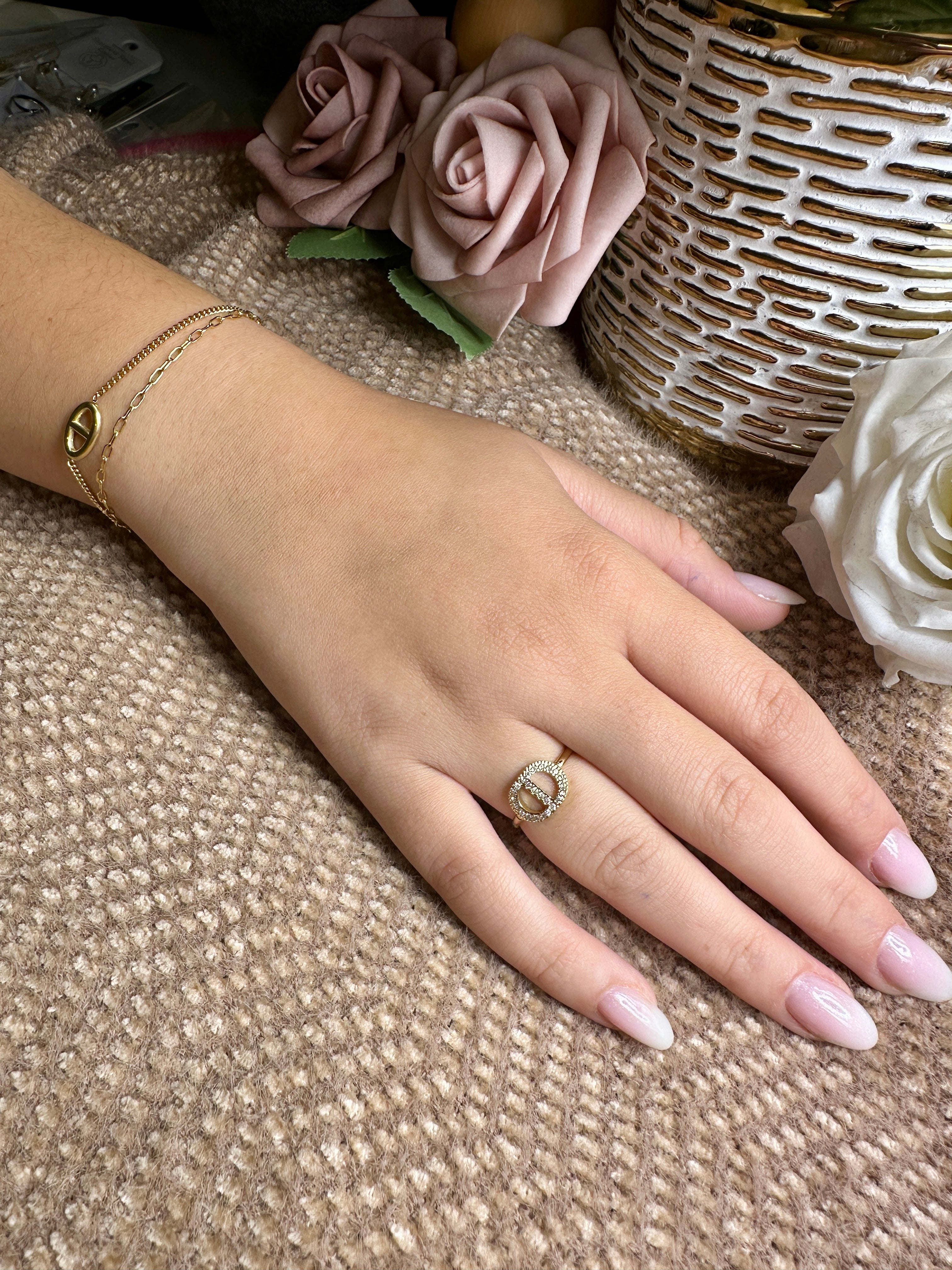Bague h arrondi doré